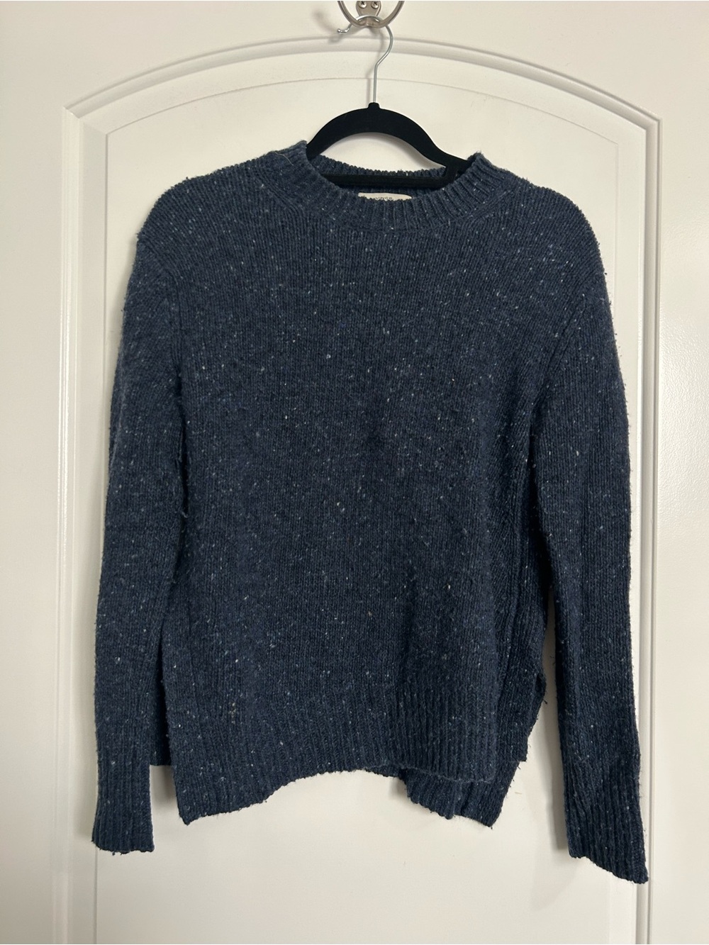 Vince Navy Speckled Wool Alpaca Knit Crewneck Sweater Size XS Fall Chic Cozy 90s